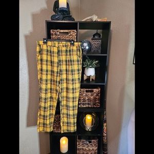 Bright yellow flannel pants